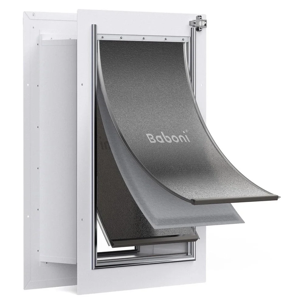 NEW - Baboni 3-Flap Pet Door for Wall,Steel Frame and Telescoping Tunnel - Large